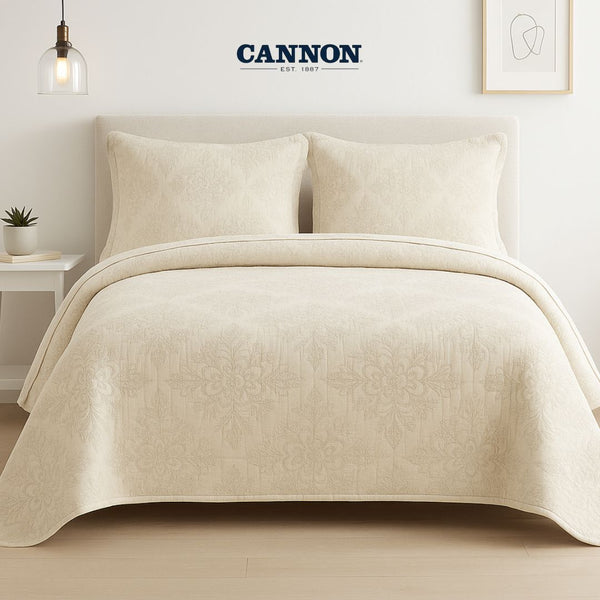 CANNON 100% COTTON STONE WASH BEDSPREAD DIAMOND