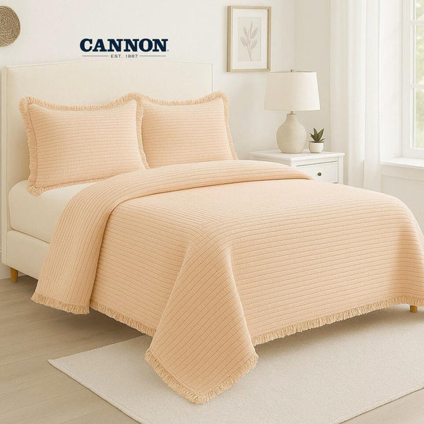 CANNON SERET 100% STONE WASH COTTON BEDSPREAD SET