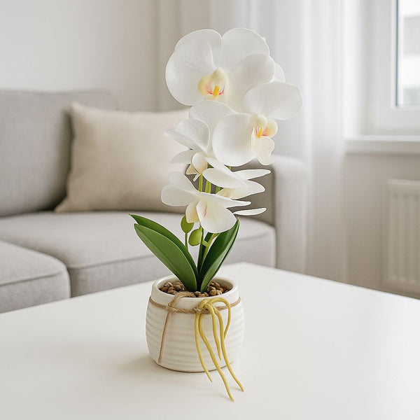 ORCHID WHITE POTTED ARTIFICIAL PLANT WHITE
