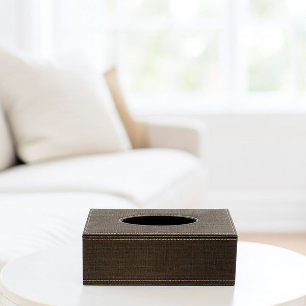 RECTANGULAR LEATHER TISSUE BOX