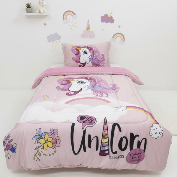 3D KIDS WINTER COMFORTER SET 2 PIECES CLOUDY UNICORN