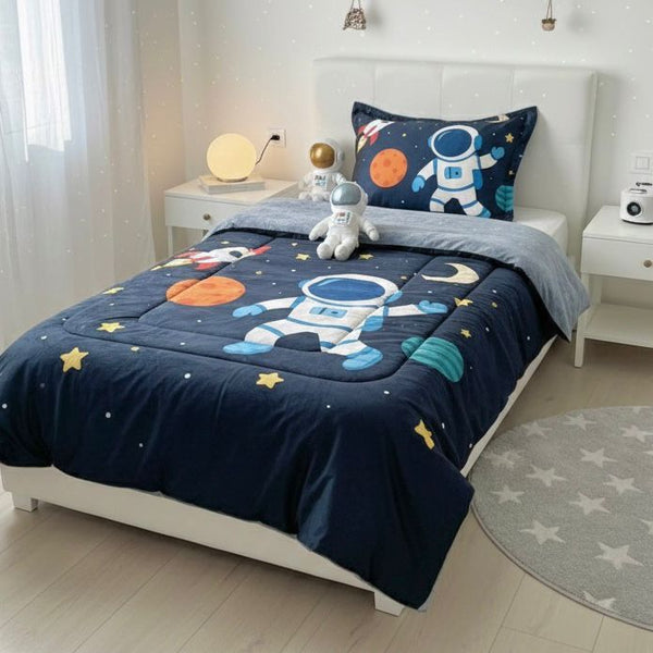3D KIDS WINTER COMFORTER SET 2 PIECES SPACE BLUE